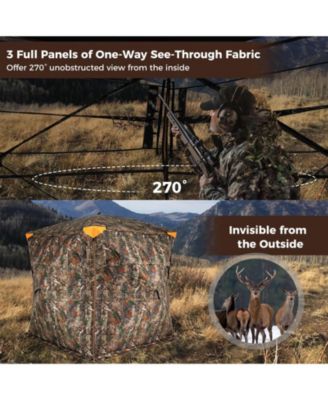 270° See-Through Pop-Up Hunting Blind for 3-4 People with Full-Open Swing Door