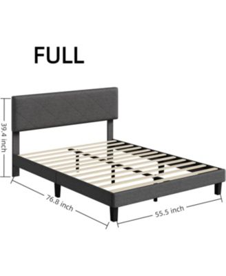 Size Bed Frame with Upholstered Headboard, Size Platform Bed Frame with Wooden Slat Support, Easy Assembly Platform Bed & Noise Free - Full