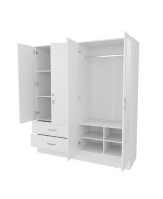 Hilda Wardrobe Multistorage with Two Mirrors, White