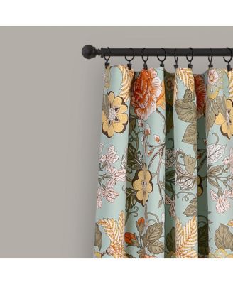Sydney Light Filtering Window Curtain Panels, Pair, 52" W x 95" L, Blue & Green Drapes - Floral Curtains for Bedroom