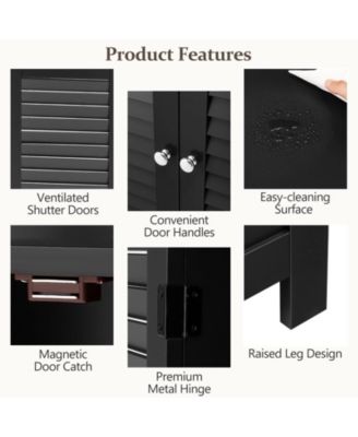 Wood Freestanding Bathroom Cabinet with Double Shutter Doors, Storage Organizer