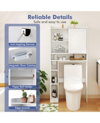 Standing Toilet Storage Rack Cabinet with Smooth Sliding Door