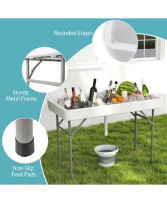 4 ft Ice Cooler Folding Table with Large Sink, Portable Ice Bin Serving Table