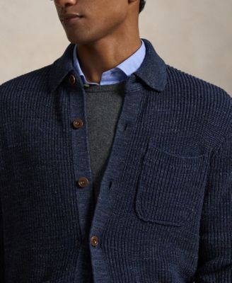 Men's Collared Button-Front Cardigan