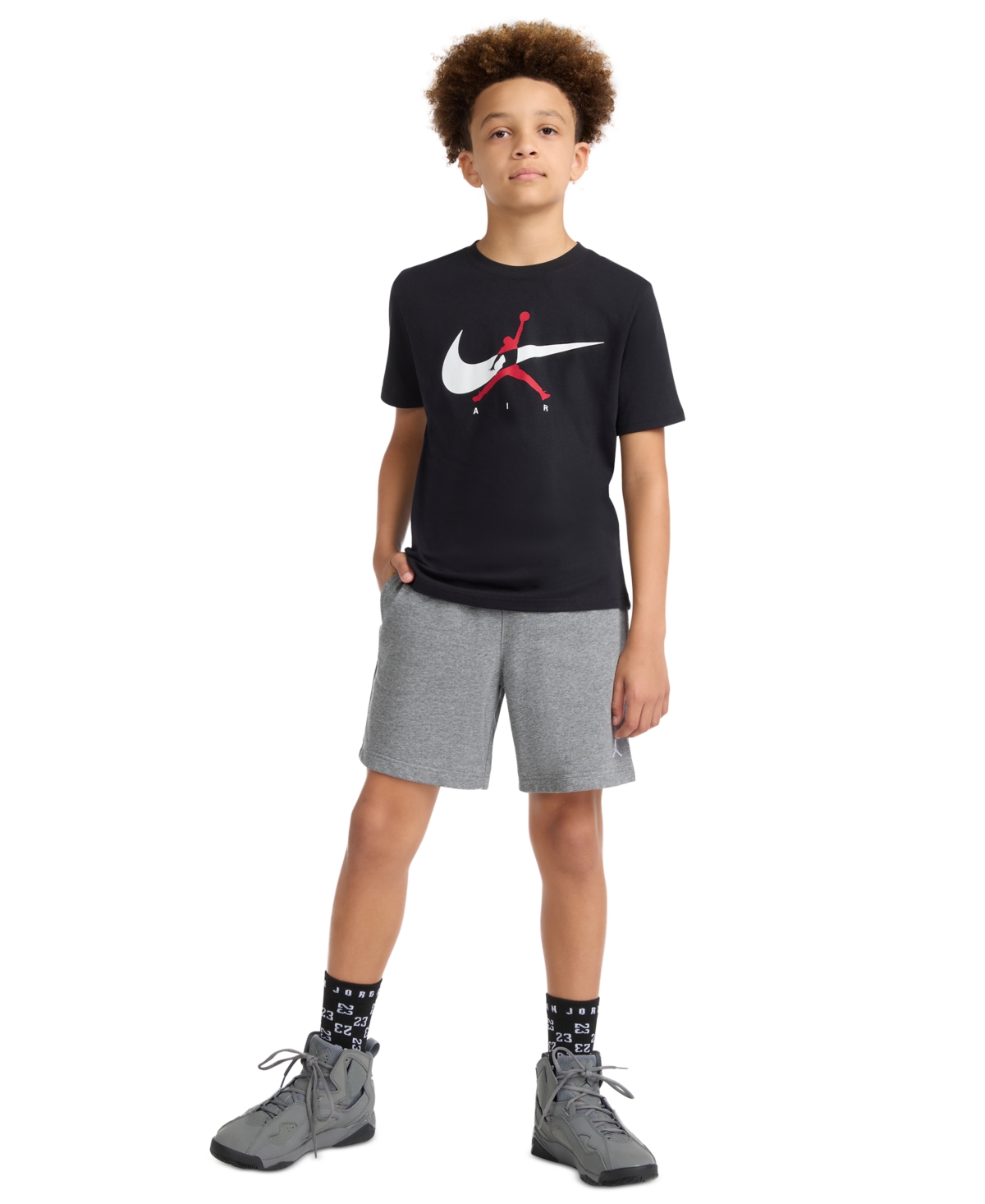Jordan Boys' 8-20 Jumpman Swoosh Logo Crewneck T-Shirt