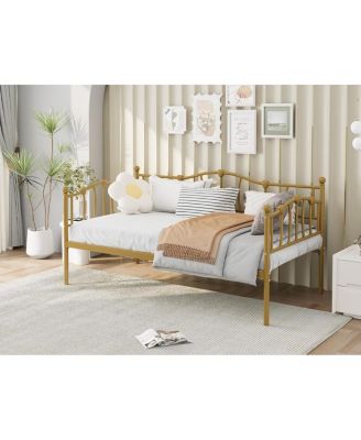 Daybed Frame, Metal Platform Sofa Bed with Headboard, Steel Slats, 12&acirc;€ Storage - Twin