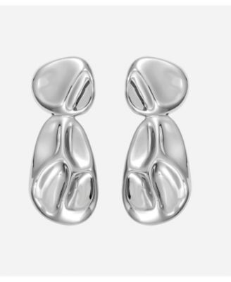 Rhodium Sculptural Statement Drop Earrings