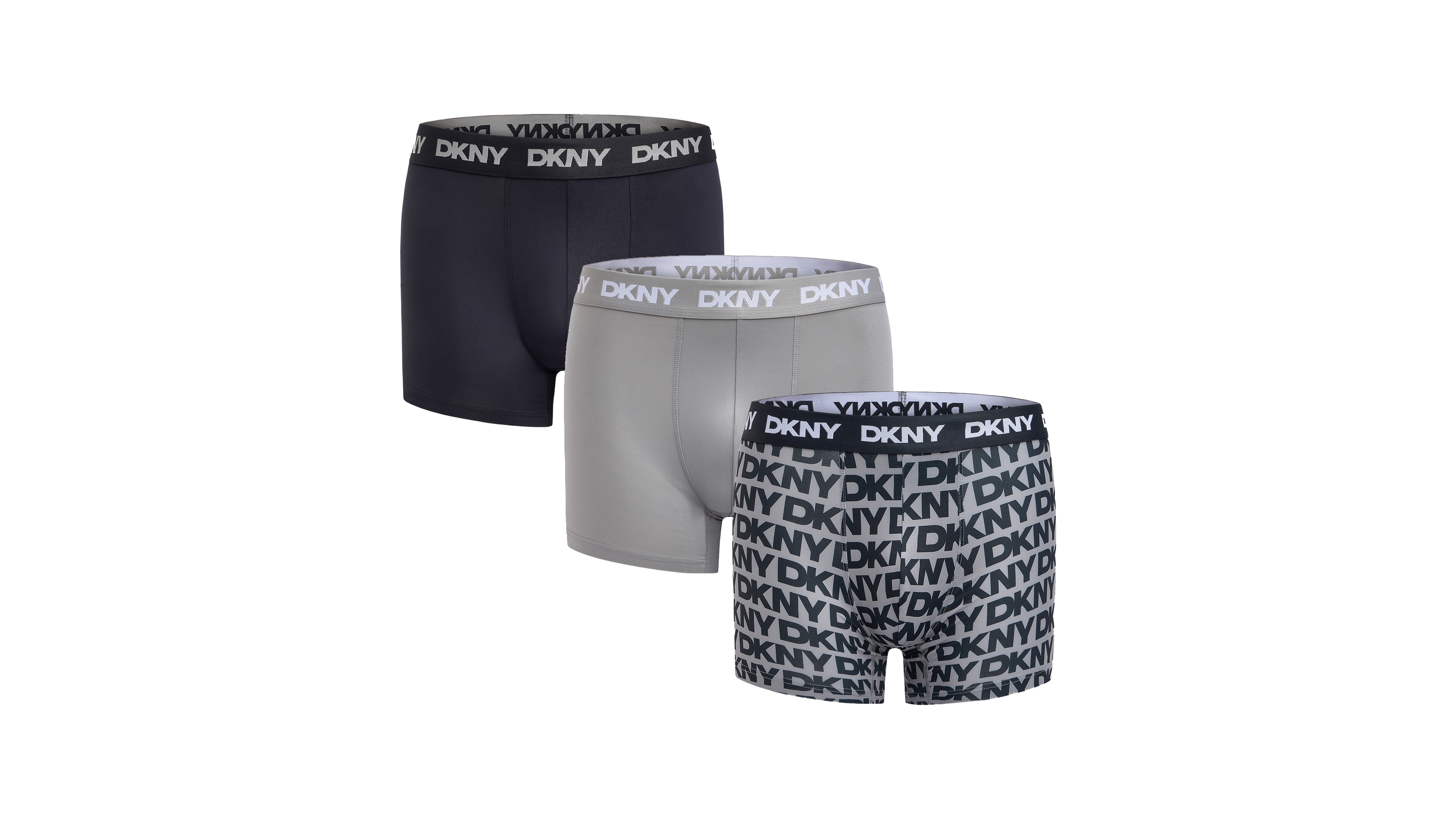 Dkny Men's Flex Microfiber Logo Waistband Boxer Briefs, 3-Pack