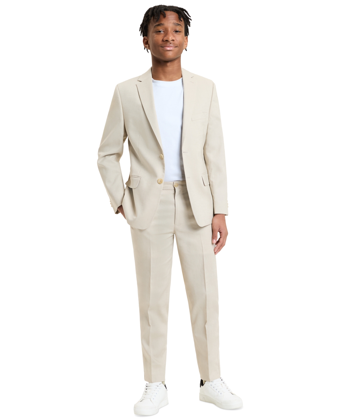 Michael Kors Boys' 8-20 Khaki Linen Notch Collar Jacket