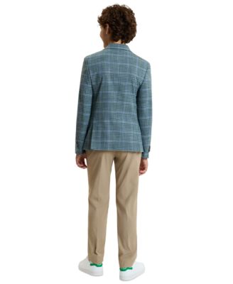 Boys' 8-20 Green Windowpane Plaid Jacket