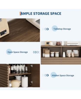 Farmhouse Sideboard Buffet Cabinet with Storage,Fluted Storage Cabinet with Adjustable Shelves for Dining Room, Entryway, Kitchen