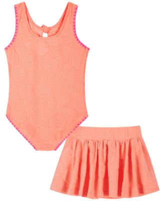 Girls' 2T-5 Bodysuit & Swim Skirt, 2-Piece Set