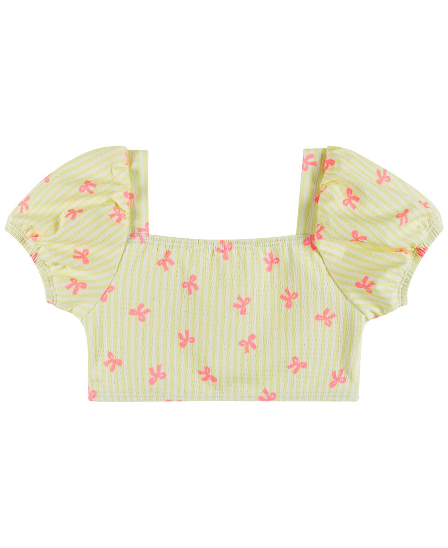 Girls' 2T-5 Puff-Sleeve Top, Bikini Bottom, & Matching Headband, 3-Piece Set