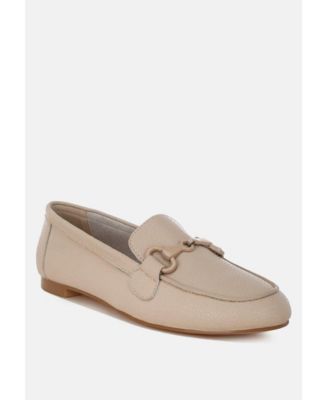 Womens Taranis Monochromatic Horsebit Real Leather Loafers