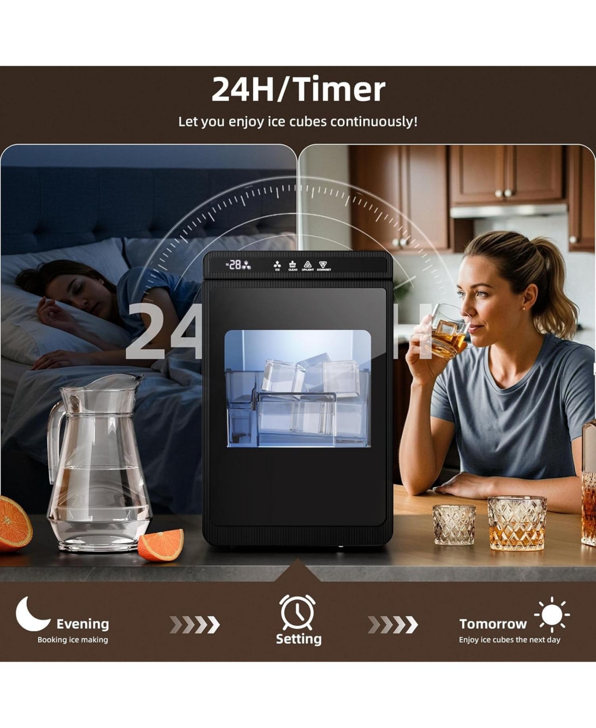 Cowsar Clear Ice Cube Maker, 3 Ice Cubes in 25 Min, for Whiskey