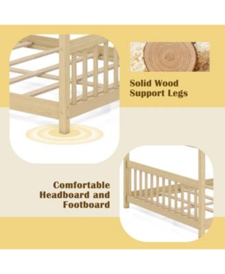 Montessori Full Size Floor Bed with House Frame and Headboard