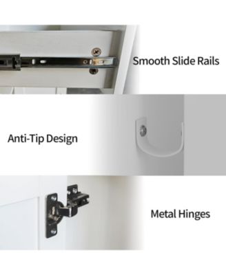 42.5 in Sideboard Buffet Cabinet with Storage, Wooden Kitchen Storage Cabinet with Adjustable Shelf, Drawers & Barn Doors