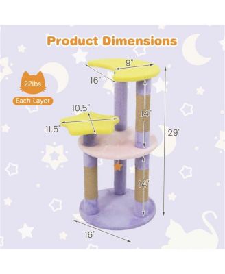 29-Inch Cat Tree Tower with Anti-Tip Base, 4 Multi-Level Perches & Jute Scratching Posts for All Cats, Large Kittens to Adults
