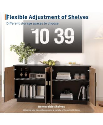 "Modern Farmhouse Sideboard Buffet Cabinet with Fluted Doors – Versatile Storage for Dining Room, Coffee Bar, Kitchen & Wine Bar