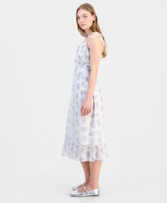 Juniors' Ruffle-Trim Sleeveless Midi Dress