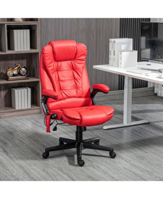 High Back Vibration Massage Office Chair with 6 Vibration Points Heated Reclining PU Leather