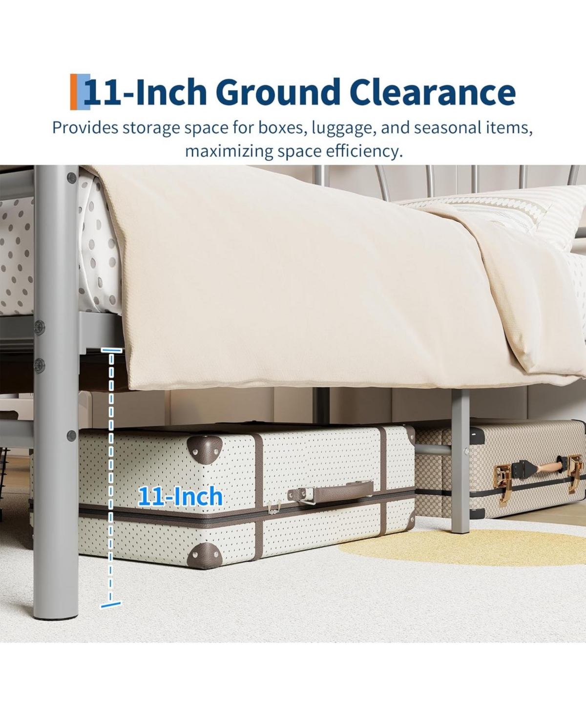 gaomon Twin Metal Bed Frame, Platform Bed with Heart-Shaped Headboard & Footboard, Heavy-Duty for Girls, Grey