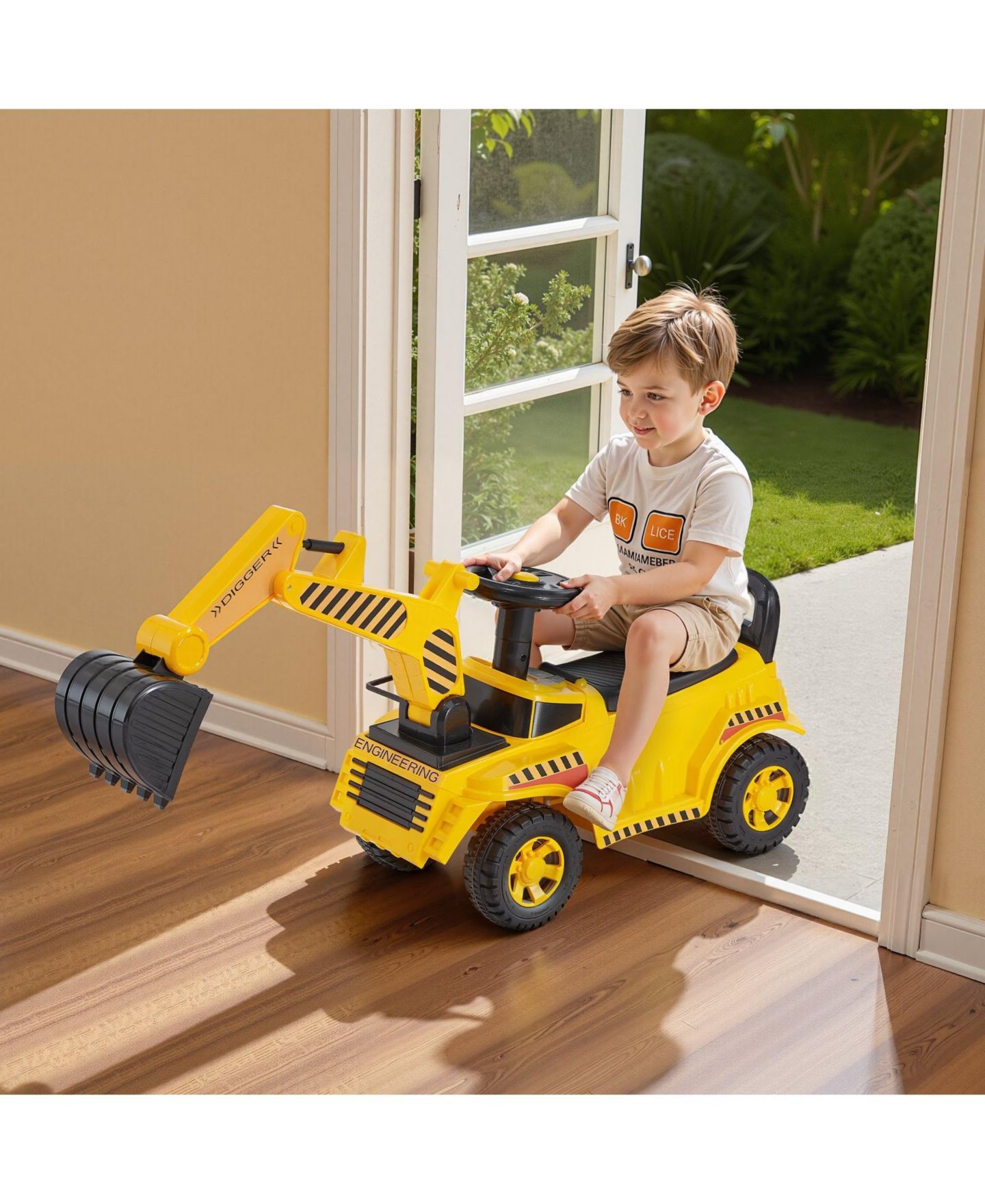 Детская игрушка SUGIFT Excavator Ride-On Push Car with Functional Digger Arm, Realistic Sounds & Music, Ages 2+, цвет: Жёлтый — фото 2