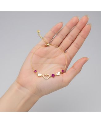 Dazzling Cubic Zirconia Hearts Bracelet in 14K Gold Plated