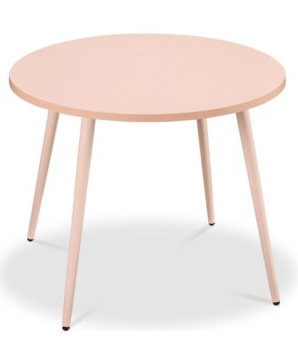 Round Mid-Century Modern 35.5in Dining Table, Dinette for Home or Kitchen w/Wood Finish Steel Legs 