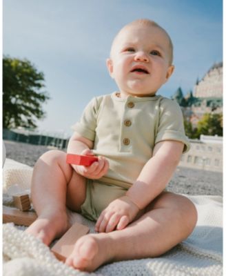 Baby Boys Cotton Rib Romper Sage Green