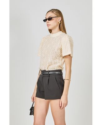 Women's Textured Mock Neck Top