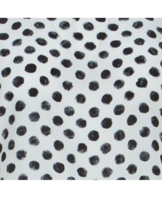 Women's Monochrome Brushstroke Polka Dot Print Silk Blouse