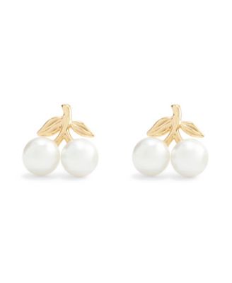 Faux Mother of Pearl Cherry Stud Earrings