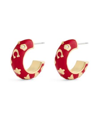 Red Signature C Floral Chubby Hoop Earrings