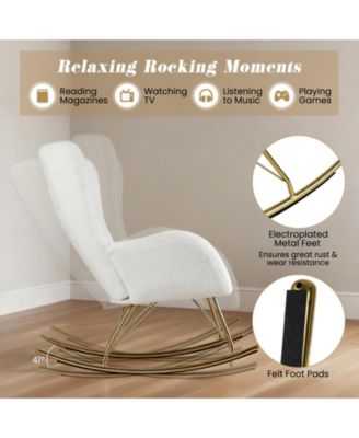 Nursery Rocking Chair with Curved Backrest and Armrests