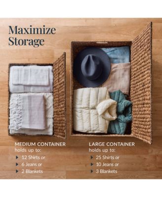 2PC Water Hyacinth Nesting Underbed Storage Baskets with Wheels