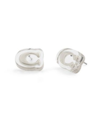 Rhodium Signature C Lucite Stud Earrings
