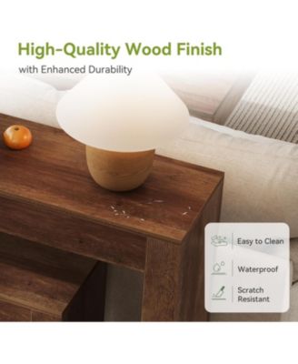 63-Inch Long Console Table with 2-Tier Shelf,Wood Farmhouse Sofa Table Behind The Couch,Narrow Sofa Table, Rustic Brown