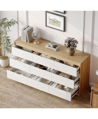 9-Drawer Wood Chest of Drawers Storage Cabinet