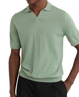 Men's Merino Wool Open Collar Polo Shirt