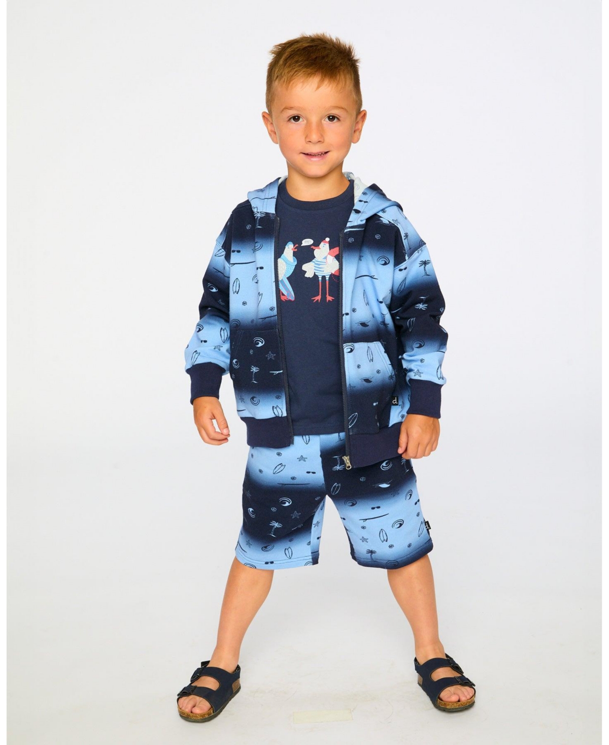 Deux par Baby Boys French Terry Shorts Blue Gradient