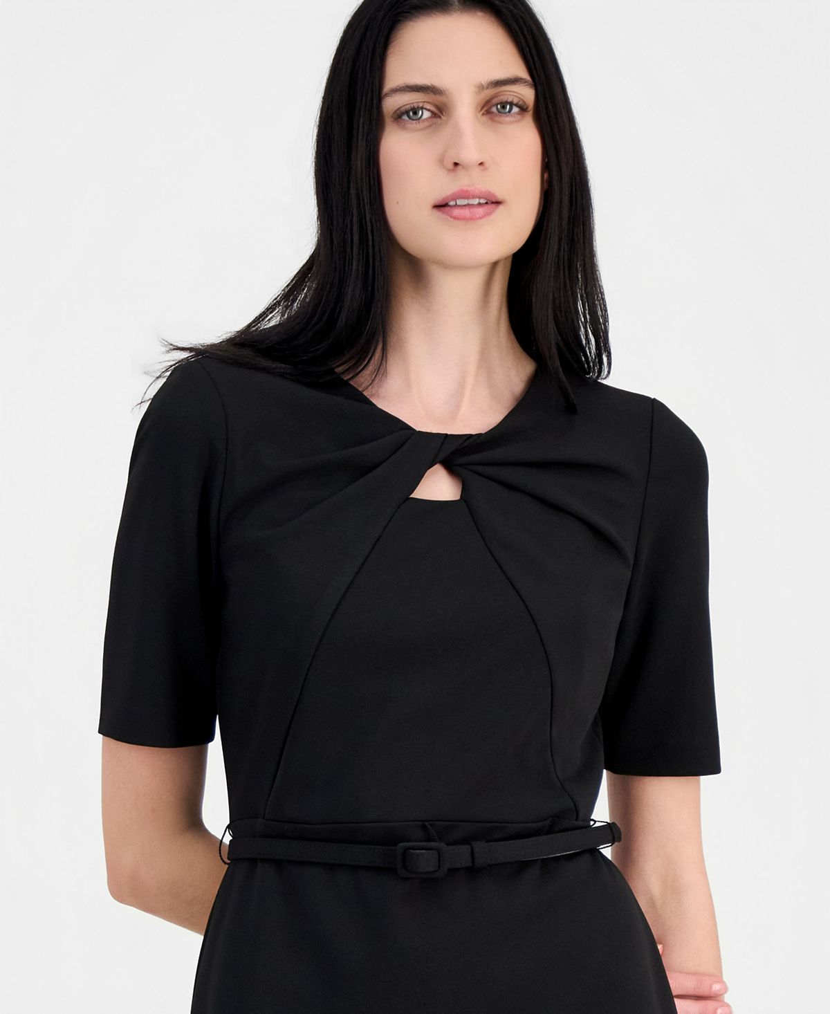 Anne Klein Women's Elbow-Sleeve Twist-Front Sheath Dress view 2 — MAYCSS fashion products