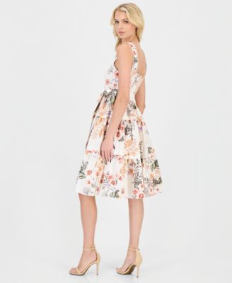 Women's Cotton Floral Tiered Fit & Flare Dress