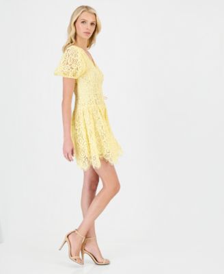 Women's Puff-Sleeve Lace Mini Dress