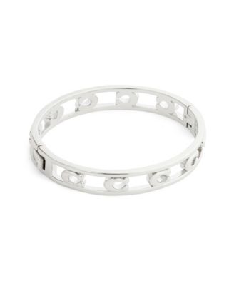 Rhodium Signature C Openwork Bangle Bracelet