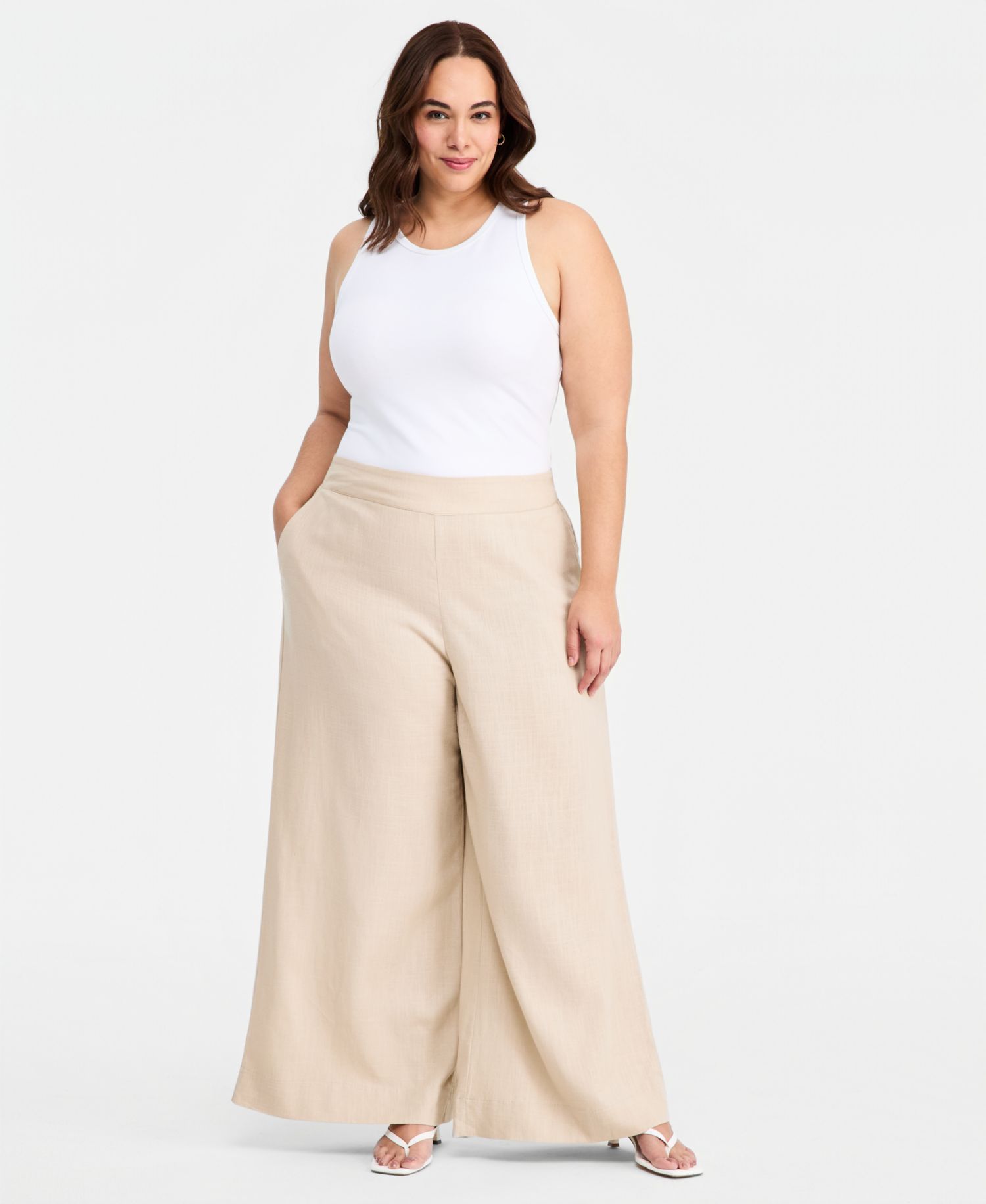 Plus Size Mid-Rise Wide-Leg Pants