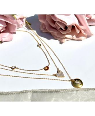 Suzy Levian Suzy Levian Sterling Silver Cubic Zirconia Letter "A" Initial Disc Pendant Necklace