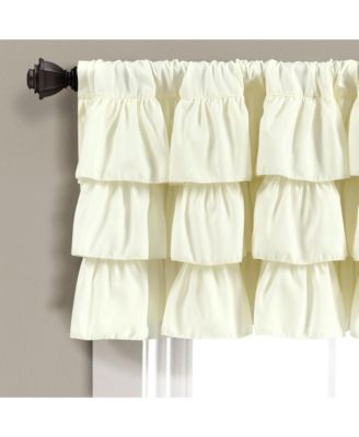 Lush Decor Belle Valance Curtains 84"W x 18"L Ivory - Ruffled Valances for Windows - Cream Kitchen Curtains - Coquettw Decor