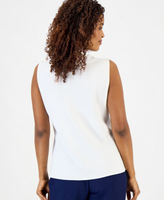 Women's Sleeveless Tie-Neck Top, Regular & Petite