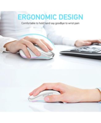 Dual-Mode Wireless Mouse-(2.4G & Bluetooth 5.1), 2400 DPI Adjustable, Silent Click, Type-C Rechargeable